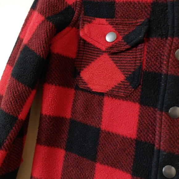Eddie Bauer Kids Red Plaid Fleece Lined Soft Button Down Flannel Shacket 6/7 - Picture 4 of 12